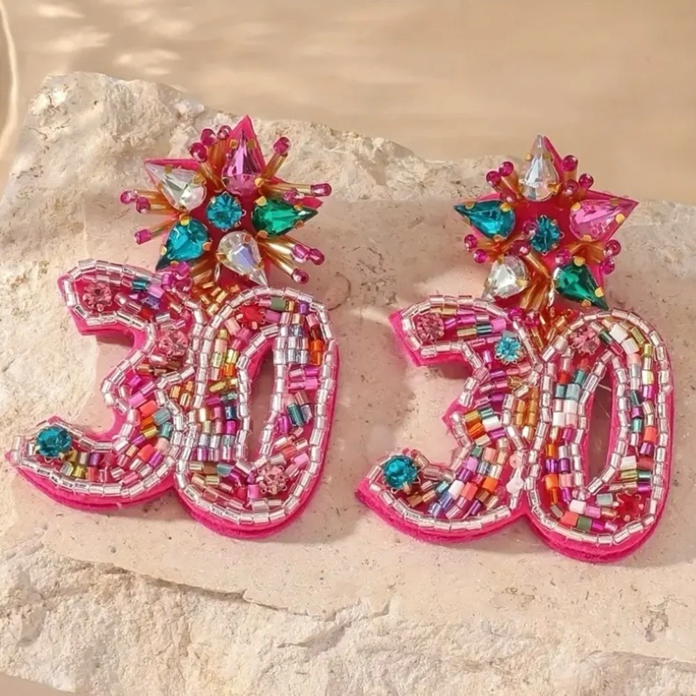 ✨Anthropologie Bellini Pink Beaded Birthday Earrings